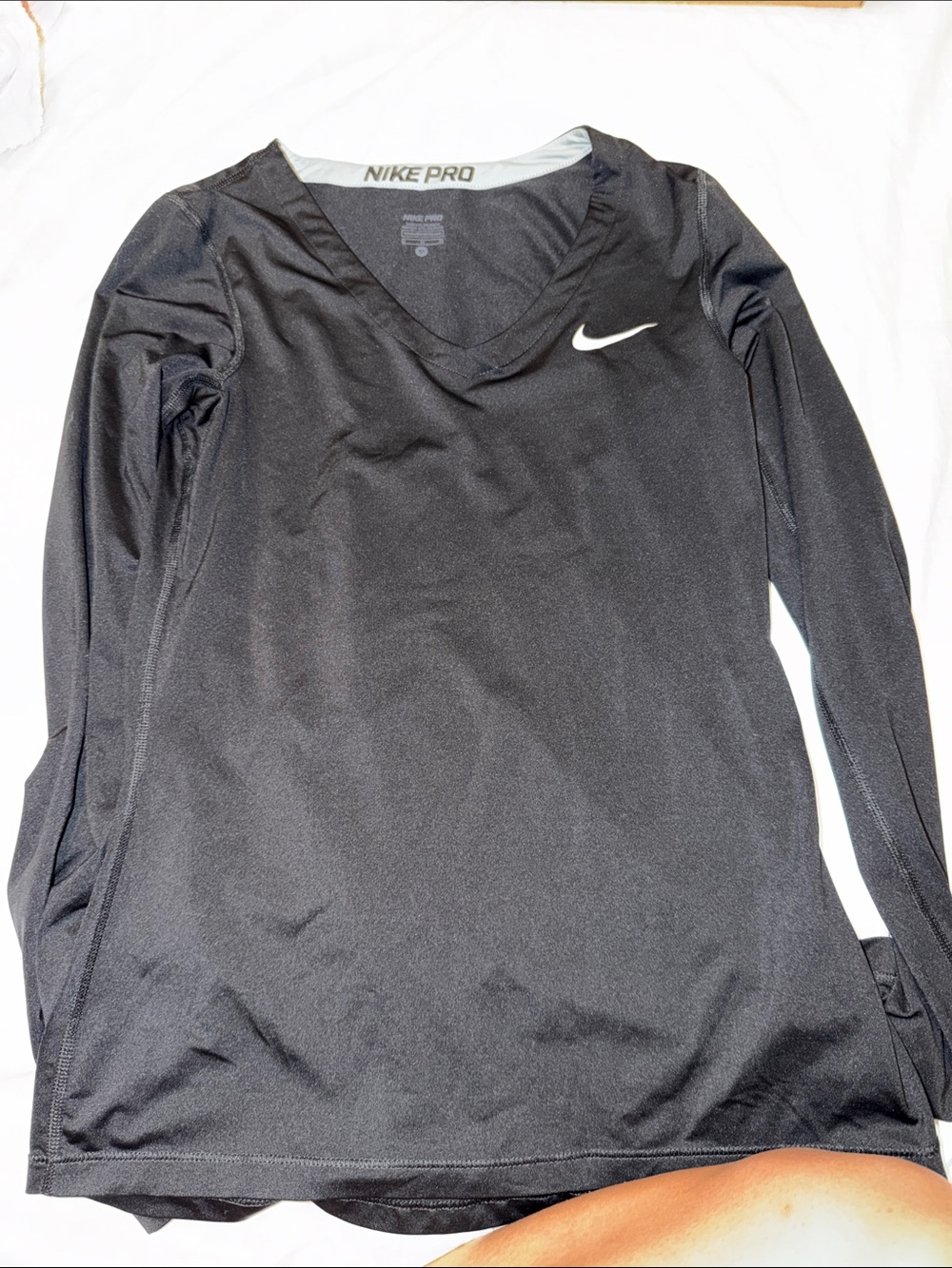 Nike Black Long Sleeve V-Neck Performance Top